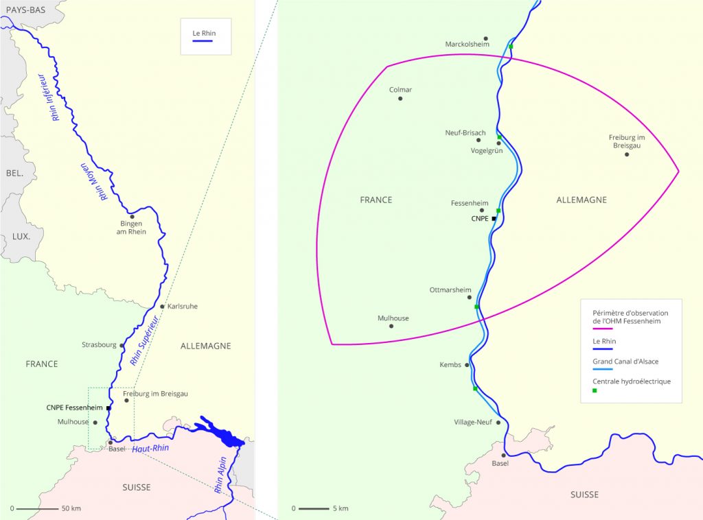 Carte du Rhin et du Grand Canal d'Alsace